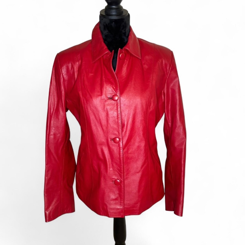 Vintage Maybe Red Women's Leather Jacket Size 4